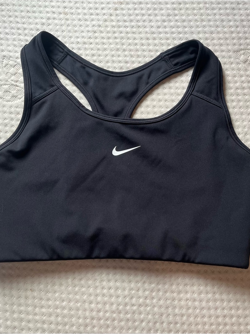 Nike Black Racerback Sports Bra with White Swoosh